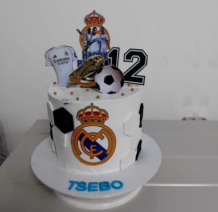 White Soccer Club Cake