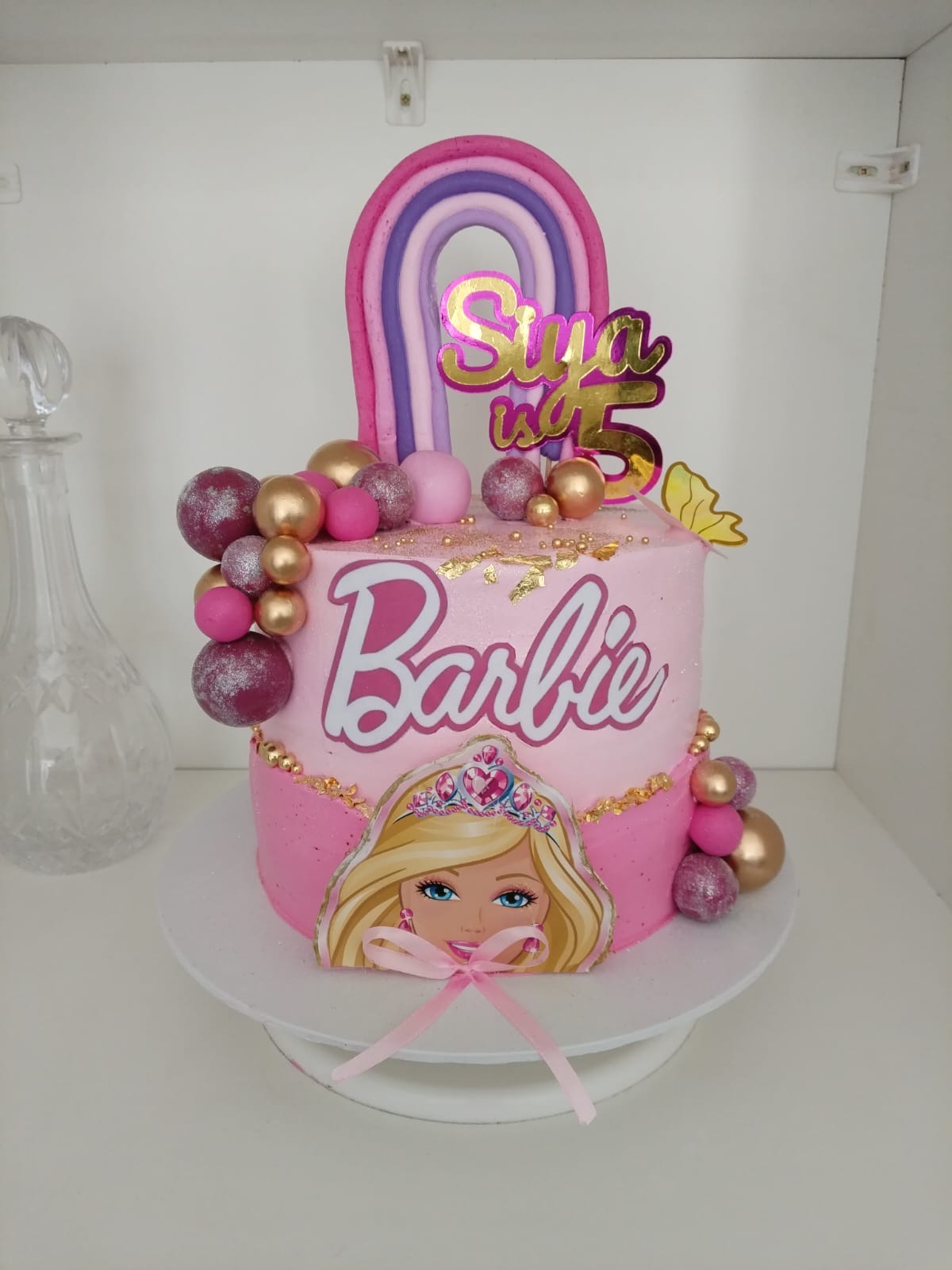 Barbie Pink Rainbow Sphere Cake