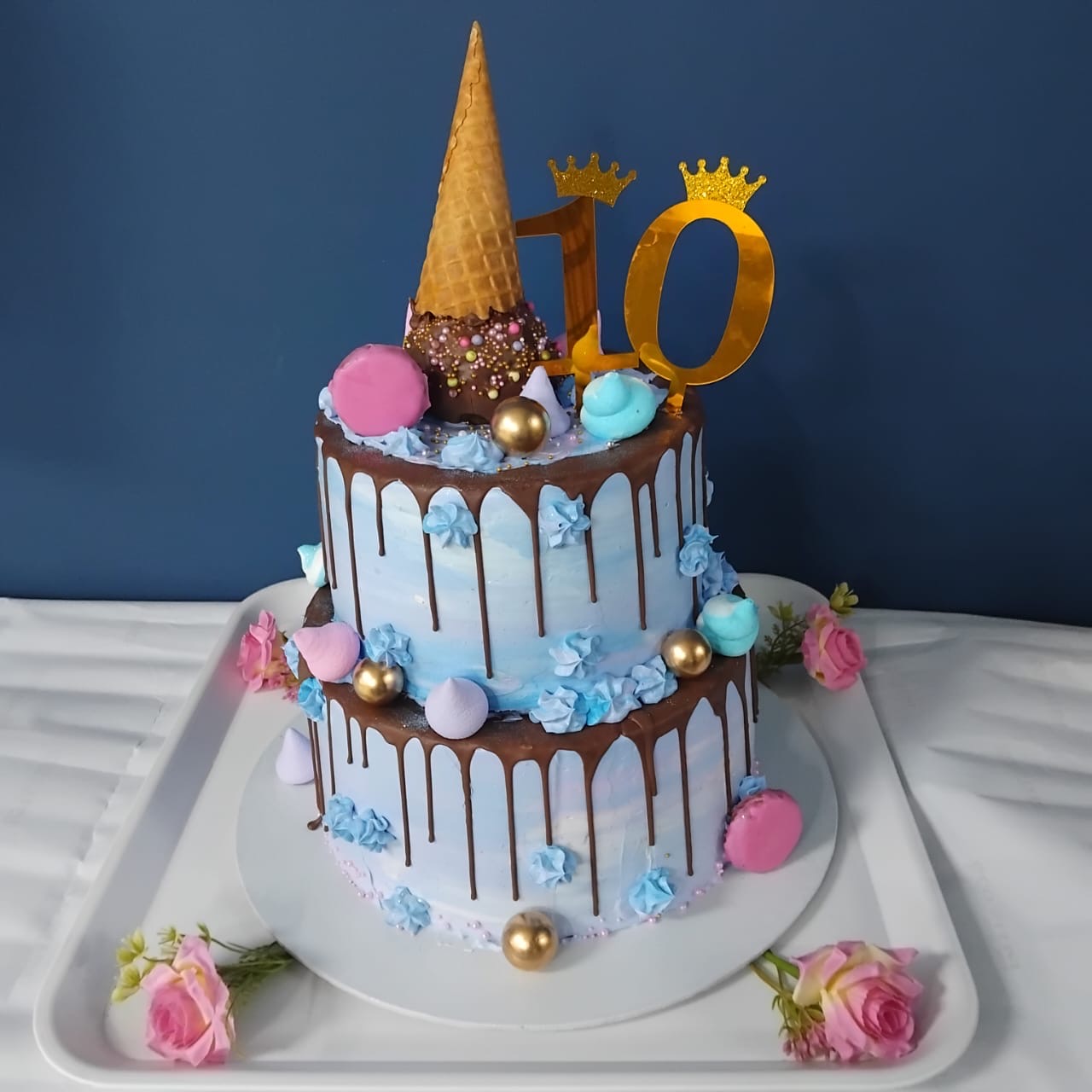 Ice Cream Drip Two-Tier Cake